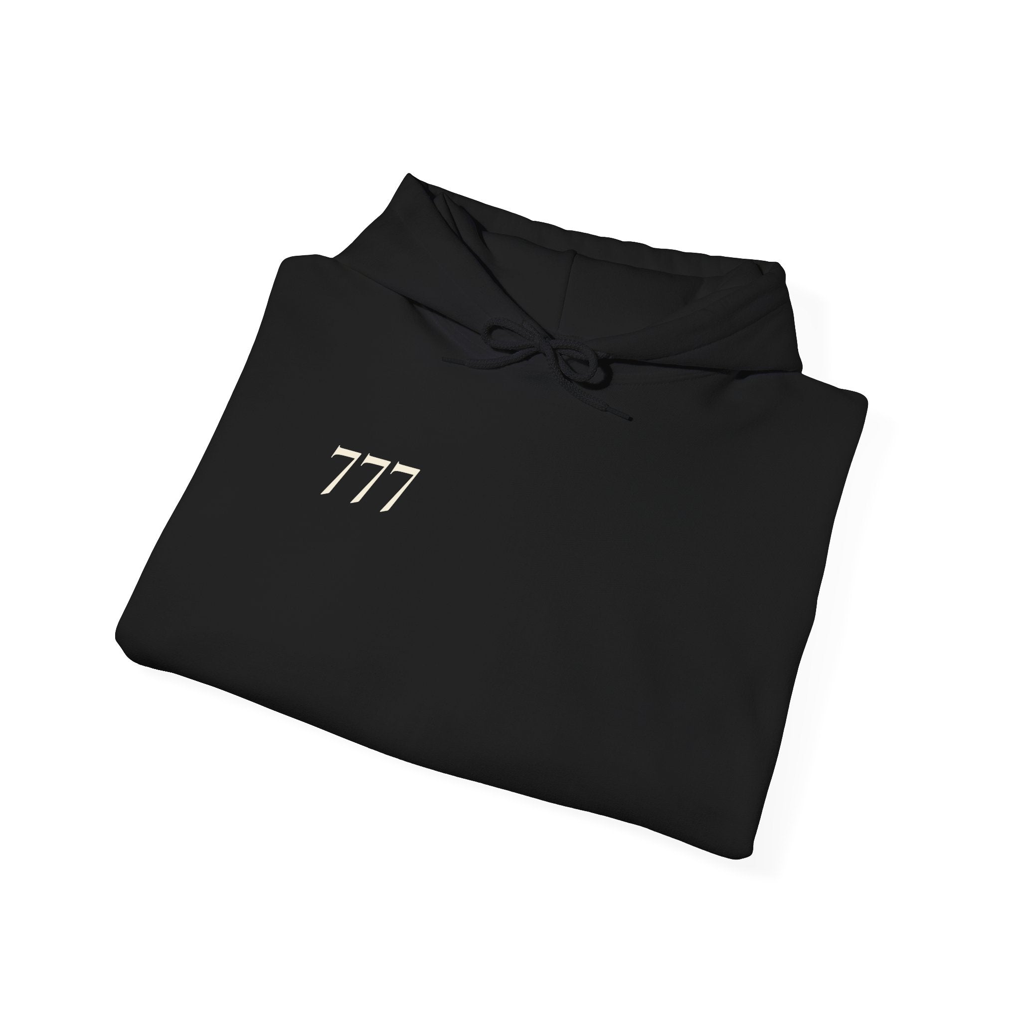 777 Angel Number Hoodie – Eclipse Black | Spiritual Streetwear Frequencywear™