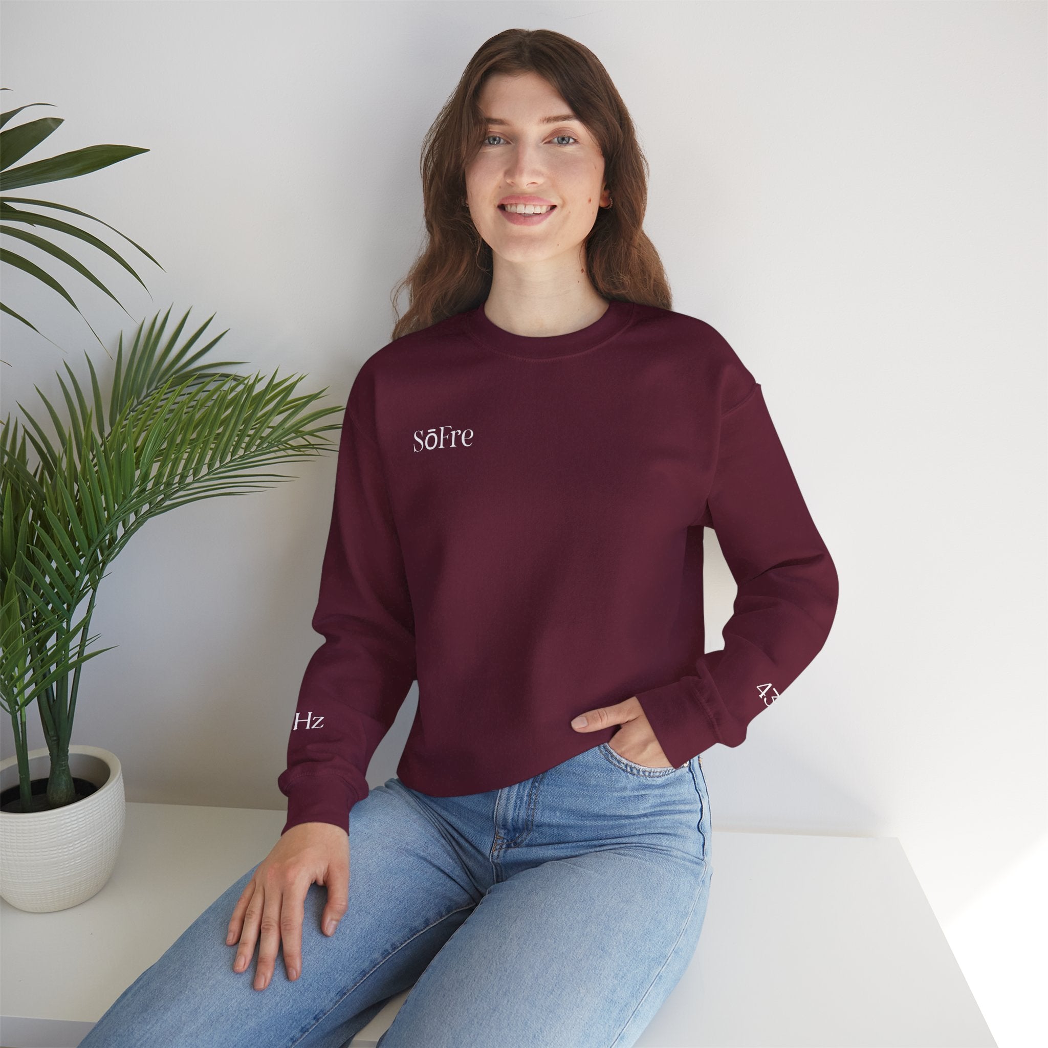 SōFre Flagship Crewneck – Maroon & Black | “Wear the Energy” Minimalist Frequencywear™