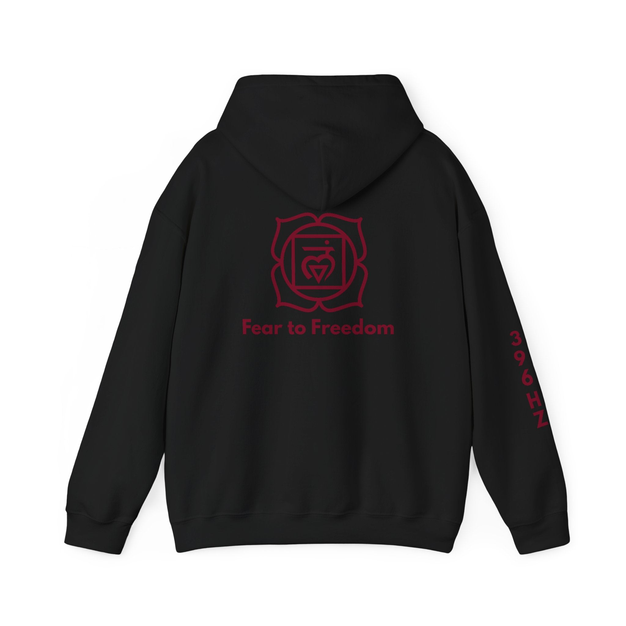 396 Hz “Fear to Freedom” Hoodie – Shadow Black | Minimal Frequencywear™