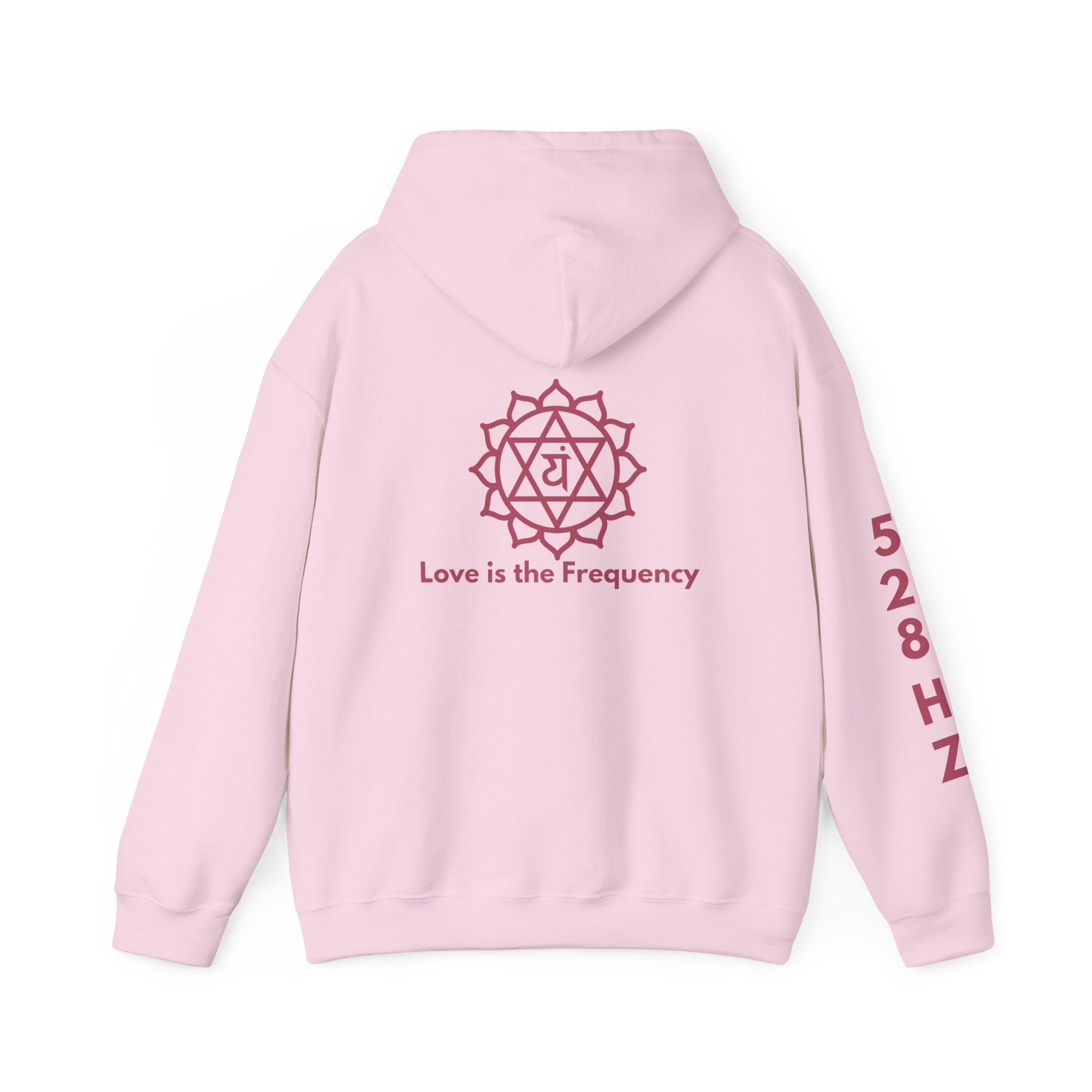 528 Hz hoodie blush – sleeve detail