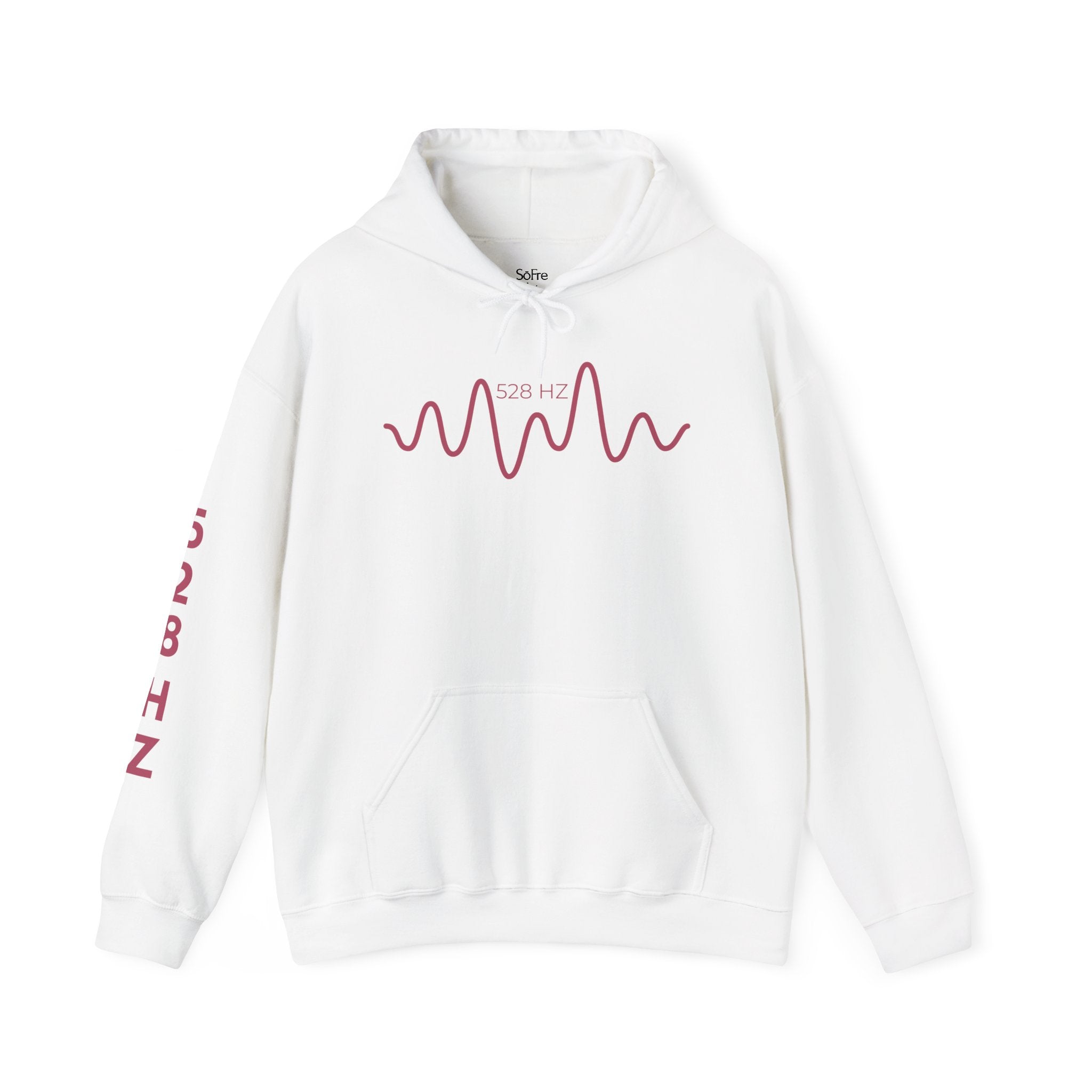 528 Hz hoodie white – front wave design