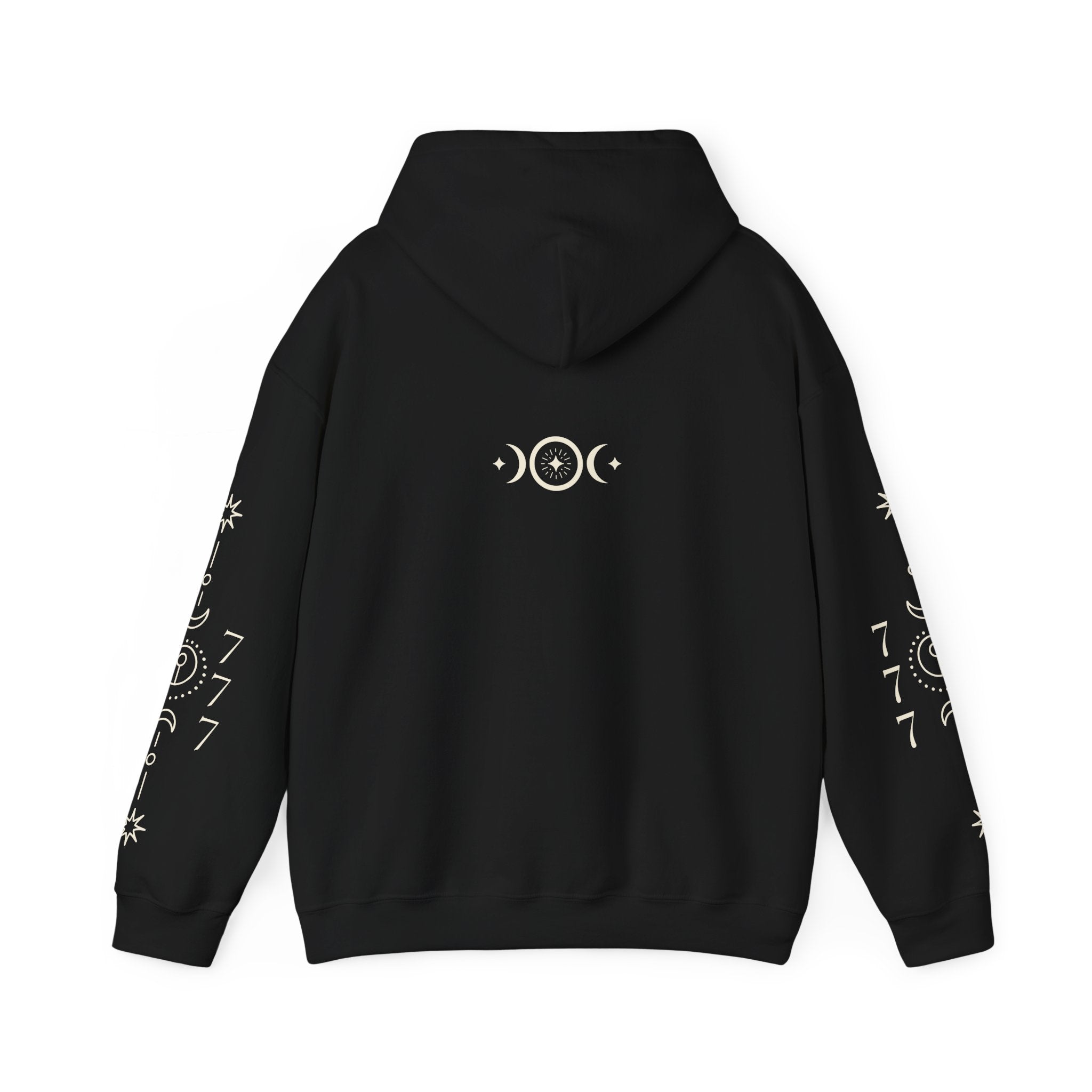 777 Angel Number Hoodie – Eclipse Black | Spiritual Streetwear Frequencywear™