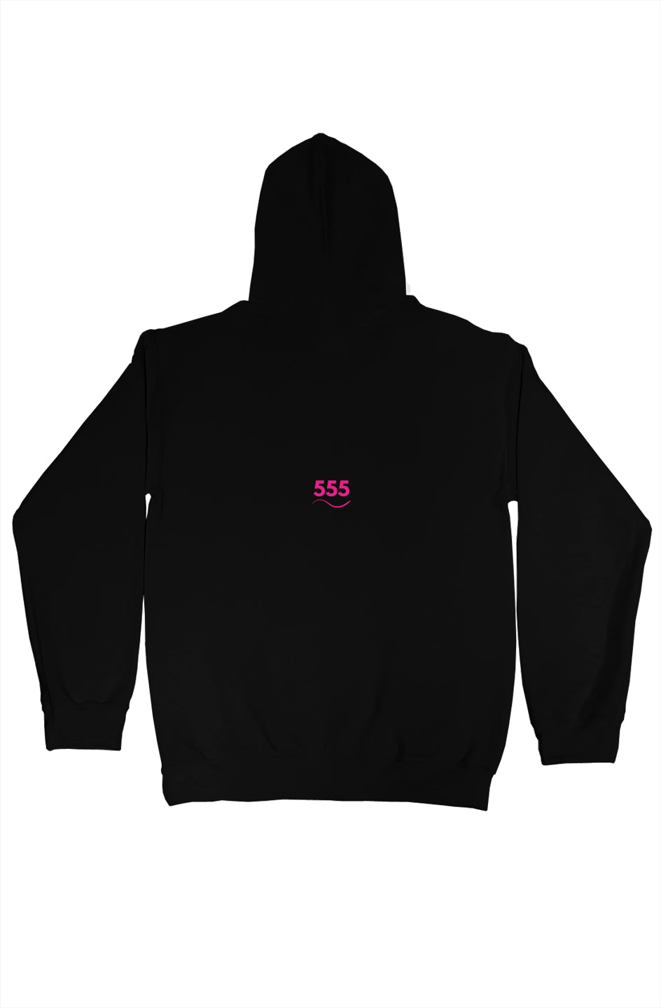 Black Soft Frequencies™ hoodie with 555 embroidery and Hz 432 patch in dark rose pink – spiritual techwear by Soft Frequencies™