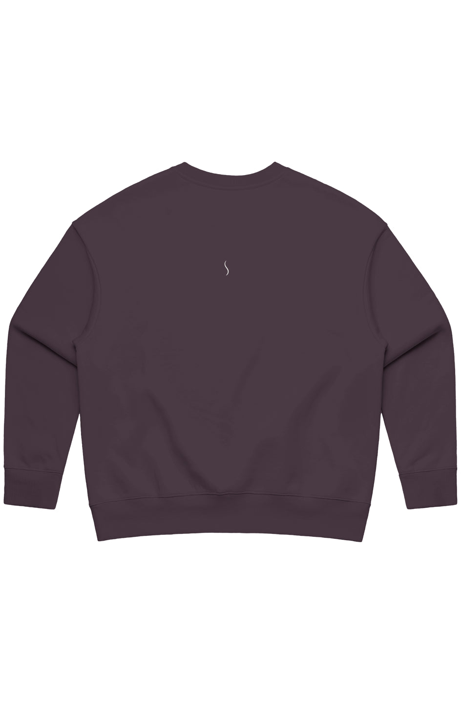 Back view of crewneck with subtle white wave symbol, representing clarity, softness, and alignment.