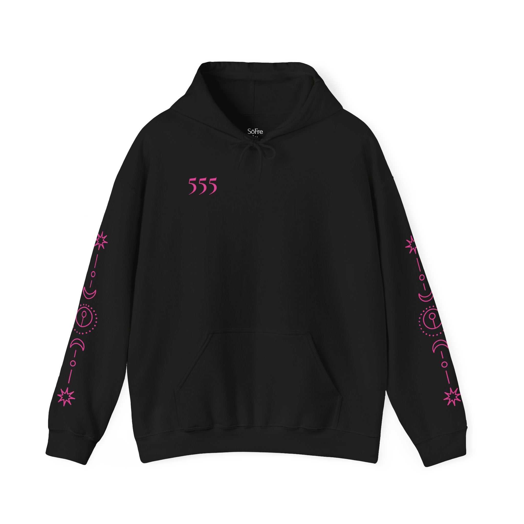 555 Frequency Hoodie – Eclipse Black | Angel Number Transformation Streetwear