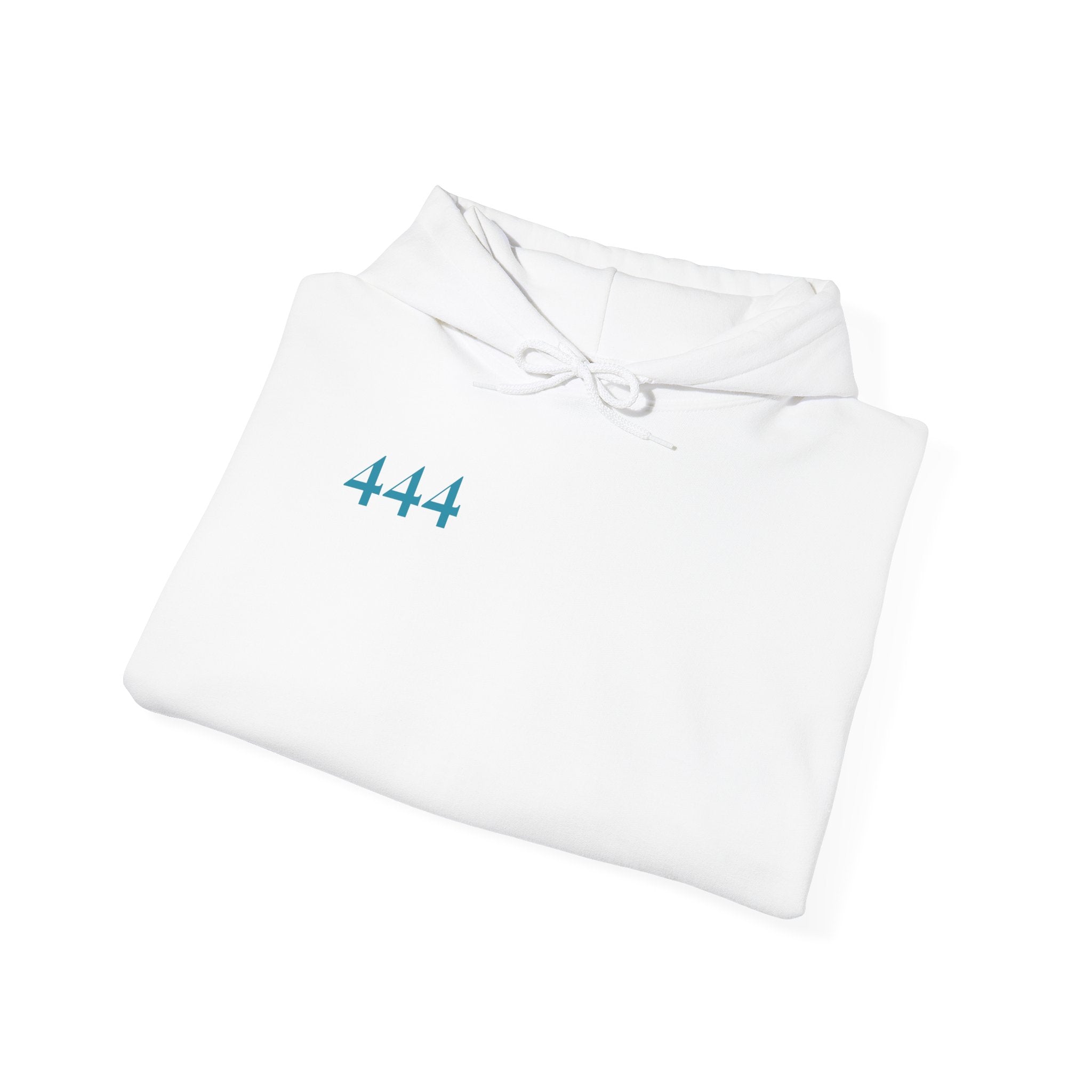 444 Angel Number Hoodie – Halo White / Eclipse Black | Spiritual Streetwear Frequencywear™