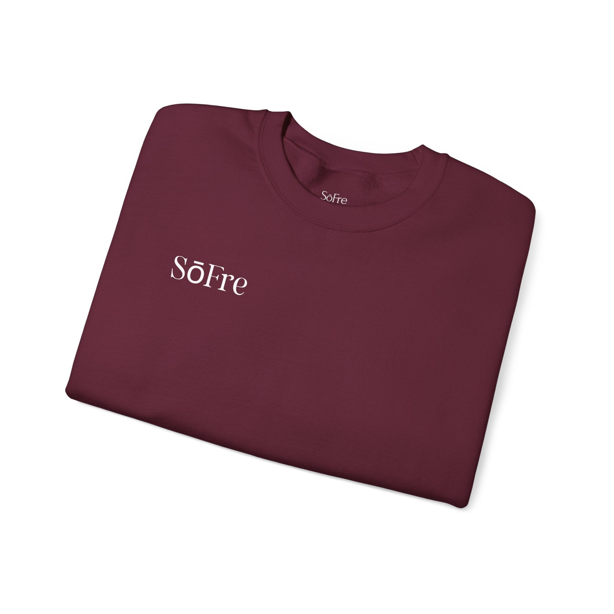 SōFre Flagship Crewneck – Maroon & Black | “Wear the Energy” Minimalist Frequencywear™