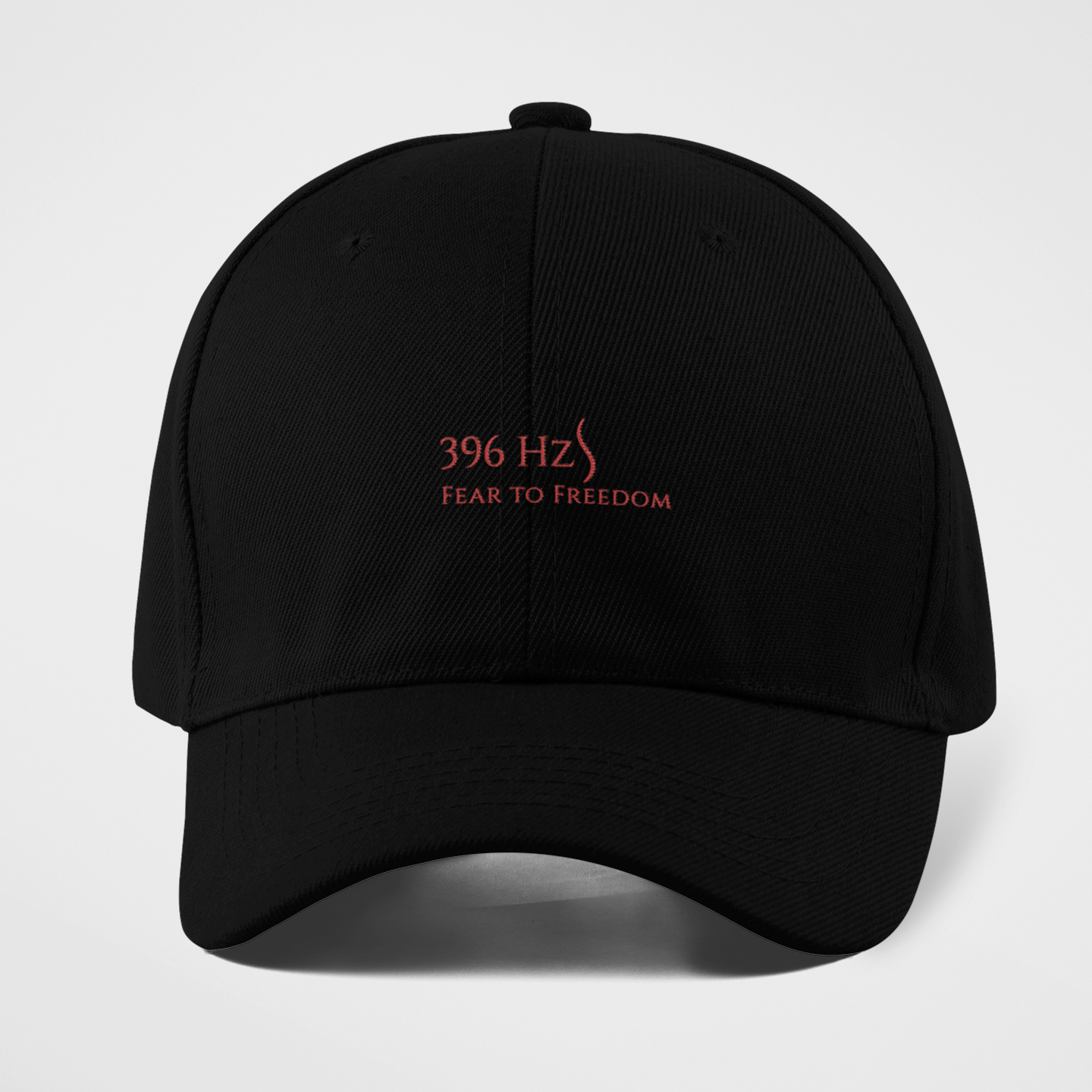 396 Hz Fear to Freedom embroidered black dad hat – Soft Frequencies™ frequencywear™ cap for spiritual healing