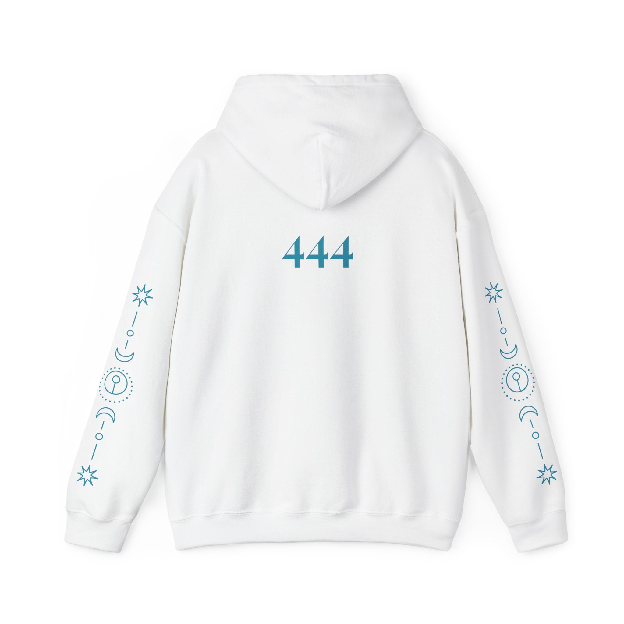 444 Angel Number Hoodie – Halo White / Eclipse Black | Spiritual Streetwear Frequencywear™