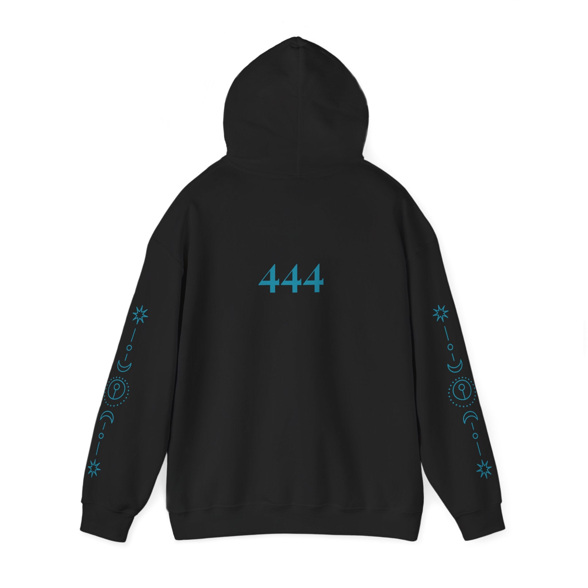 444 Angel Number Hoodie – Halo White / Eclipse Black | Spiritual Streetwear Frequencywear™