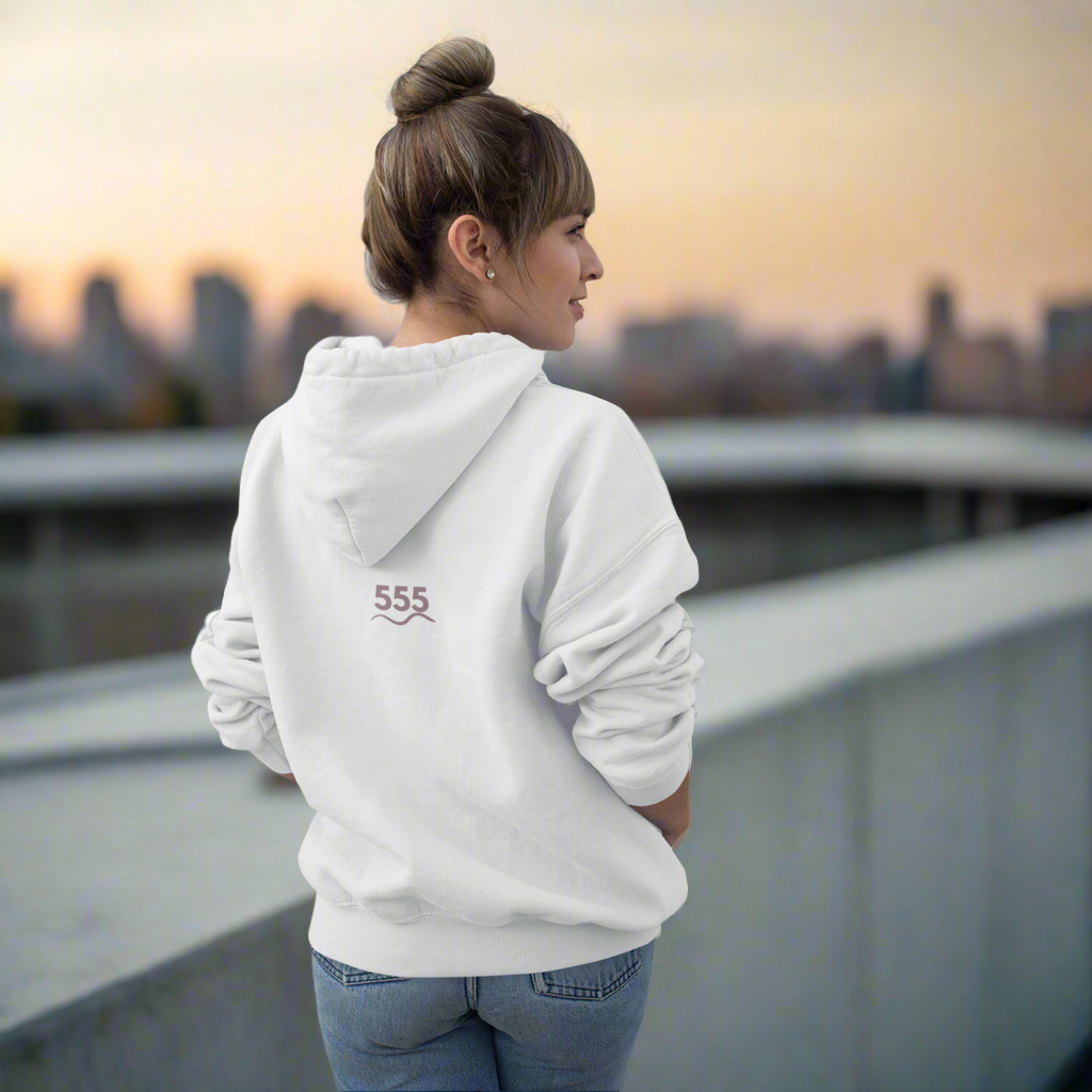 555 Angel Number Hoodie – Soft Frequencywear – Halo | 432 Hz Shift Energy Hoodie