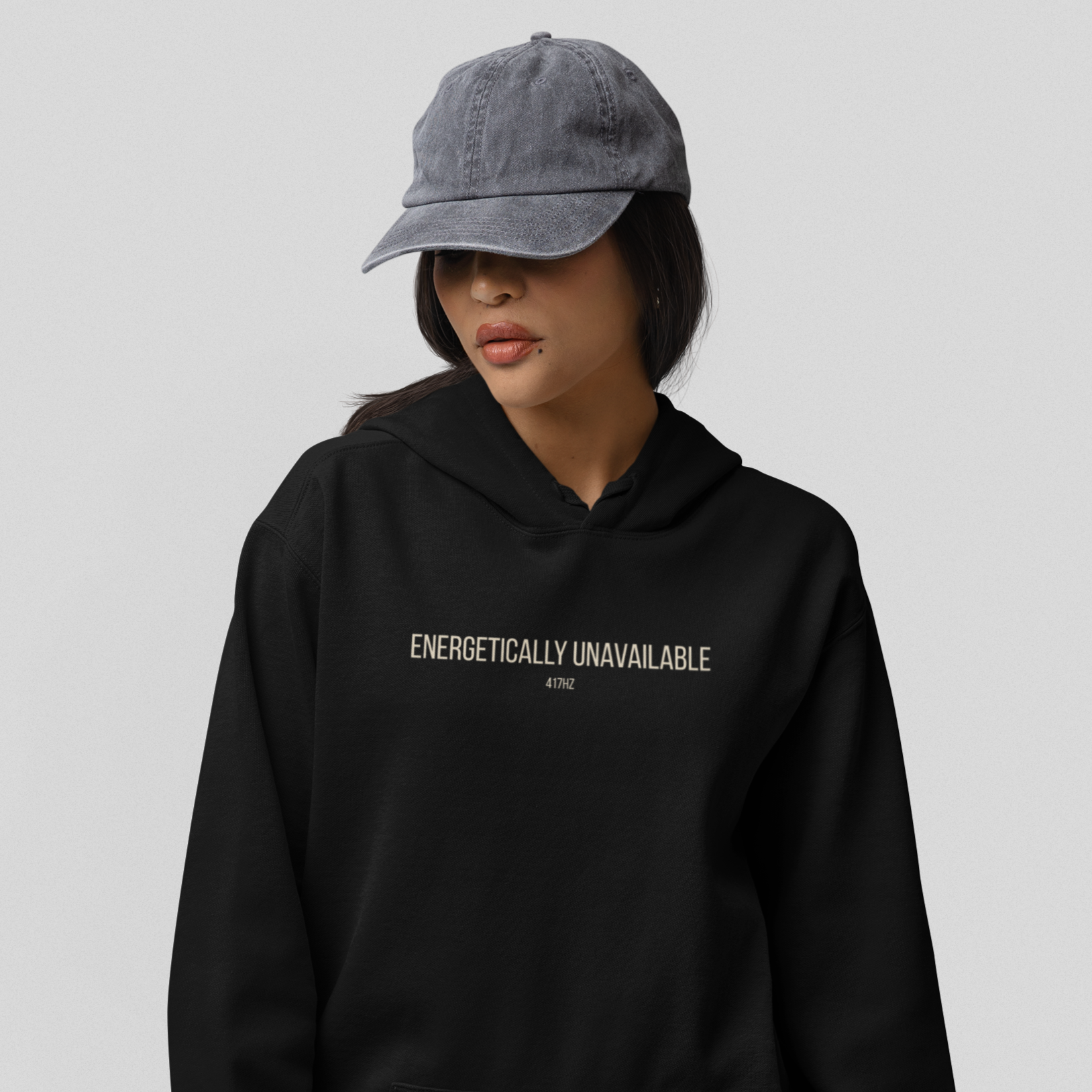 Soft Frequencies™ 417 Hz Hoodie — “Energetically Unavailable” | Recharging at 1 %