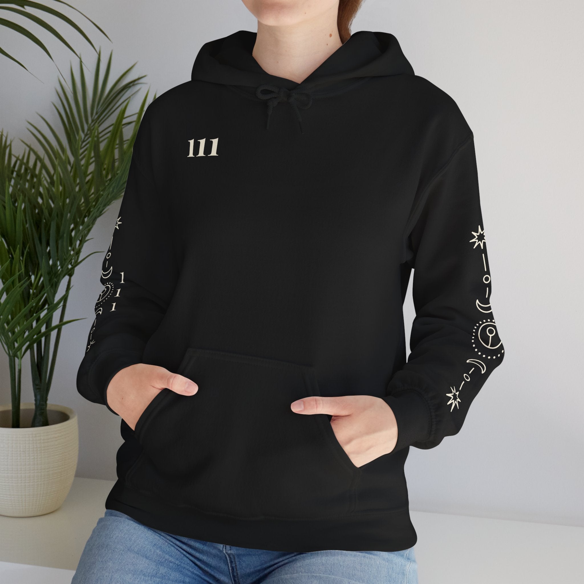111 Frequency Hoodie – Eclipse Black | Angel Number Alignment Streetwear